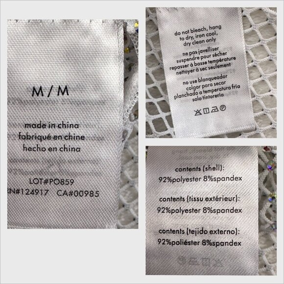 WEWOREWHAT Womens Crystal Mesh Cami Size M in White Crystal Sheer Top - Picture 8 of 10